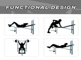 4-Levels Adjustable Weight Bench Fitness Equipment with Barbell Rack-Black T3398P349192