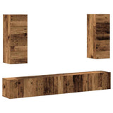 4 Piece TV Cabinet Set Wall-mounted Old Wood Engineered Wood 3329017