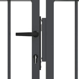 Fence Gate with Spear Top with Lock Grey 305 x 125 cm Steel 42009044