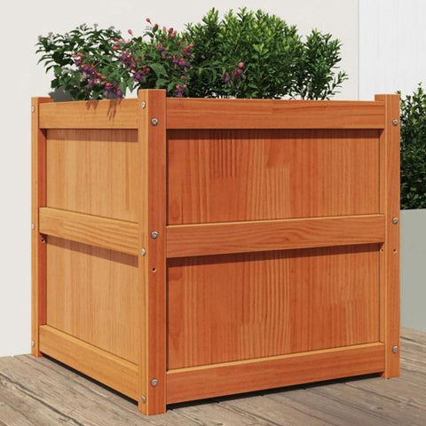 Garden Planter Wax Brown 60x60x60 cm Solid Wood Pine 837428