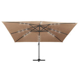 Cantilever Garden Parasol with LED Lights and Aluminium Pole 400x300 cm Taupe 47007