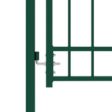 Fence Gate with Arched Top Steel 100x175 cm Green 146366