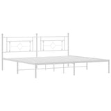 Metal Bed Frame without Mattress with Headboard White 193x203cm 374394