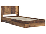 Bed Frame with Storage and Headboard Old Wood 100 x 200 cm 3414147