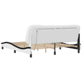 Bed Frame with LED without Mattress "Hvar" White and Black 180x200 cm 3213954