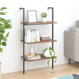 3-Tier Leaning Shelf Dark Brown and Black 64x35x120,5 cm 336380