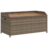 Storage Bench Grey 100x50x52 cm Poly Rattan and Acacia Wood 365950