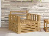 2 Piece Outdoor Sofa Set Solid Acacia Wood White 3439086