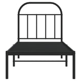 Metal Bed Frame without Mattress with Headboard Black 75x190cm 353625