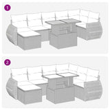 8 Piece Garden Sofa Set with Cushions Brown Poly Rattan Acacia 3326685
