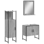 ZNTS 3 Piece Bathroom Cabinet Set Grey Sonoma Engineered Wood 3214347
