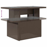Garden Table with Glass Top Brown 100x55x73 cm Poly Rattan 366208
