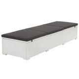 Sun Lounger with Black Cushion Poly Rattan White 317107