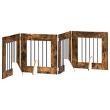 Foldable Dog Gate with Stands 4 pcs Smoked Oak 241 cm 892153
