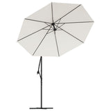 Hanging Garden Parasol with LED Lighting 300 cm Sand Metal Pole 42970