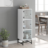 Highboard with Glass Doors White 35x37x120 cm 836560
