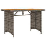 Garden Table with Wooden Top Grey 110x68x70 cm Poly Rattan 366356