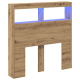 Headboard Cabinet with LED Artisan Oak 100x17x102 cm 863126