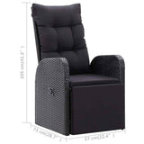 5 Piece Garden Dining Set with Cushions Black Poly Rattan 3095286