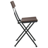Folding Bistro Chairs 2 pcs Brown Poly Rattan and Steel 319987
