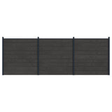 Fence Panel 3 pcs WPC and Aluminium Black 3429413