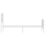 Metal Bed Frame without Mattress with Footboard White 100x190cm 373850