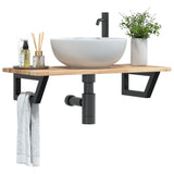 Basin Shelf Wall Mounted Steel and Solid Wood Acacia 3302671