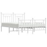 Bed Frame White Steel Double Durable Bed Frame Rectangular 353605