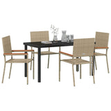 Garden Dining Set with Cushion 5 pcs Beige Poly Rattan 3379718