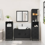 ZNTS 4 Piece Bathroom Furniture Set Black Engineered Wood 3301250