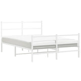Metal Bed Frame without Mattress with Footboard White 140x190cm 355432
