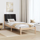 Bed frame Brown and black 75 x 190 cm Solid pine wood 878791