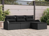 Sofa Set with Cushion with Storage 4 pcs Black Poly Rattan 3354662