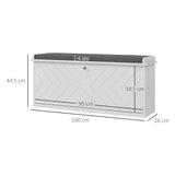 10-Shoe Storage Bench, with Padded Top Seat - White/Grey T3398P344765