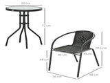 3 Pieces Rattan Bistro Set - Black T3398P323982