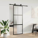 Sliding Door with Hardware Set Black 76x205 cm Tempered Glass 3375912