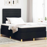 Box Spring Bed with Headboard Black 120 x 190 cm Fabric 3339527