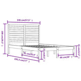 Bed Frame without Mattress Black 140x190 cm Solid Wood 3104592