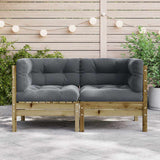 Garden Sofa Corner with Cushions 2 pcs Impregnated Wood Pine 838156