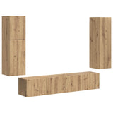 TV Cabinet Set Wall-mounted 4 pcs Artisan Oak Engineered Wood 3409041