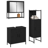 Bathroom Furniture Set with Shelf 3 pcs Black Engineered wood 3334369