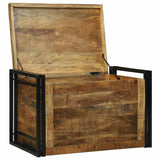 Storage Box Brown and Black 80 x 50 x 50 cm Rough Mango Wood 4016745