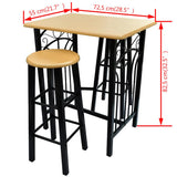 Bar Table and Stool Set 3 Pieces Wood and Steel 275403