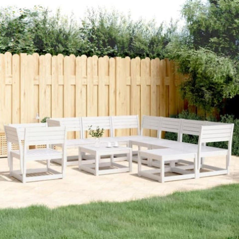 8 Piece Garden Lounge Set White Solid Wood Pine 3216941