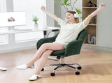 Velvet-Feel Office Chair - Dark Green T3398P424989