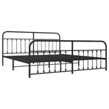 Bed Frame Black Powder-Coated Steel Double Bed Frame 352603