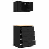 ZNTS Garage Cabinets 2 pcs Black Engineered Wood 3328333