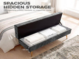 Storage Ottoman, Chenille Upholstered Ottoman Storage Box with Padded Seat, Metal Legs, 114 x 41 x T3398P550316