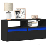 TV Wall Cabinet with LED Lights Black 100x31x45 cm 852335