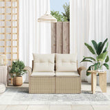 Garden Sofa with Cushion Beige 141 x 62 x 69cm Poly Rattan 42006706
